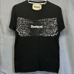 Desigual Black Tee with Text Design